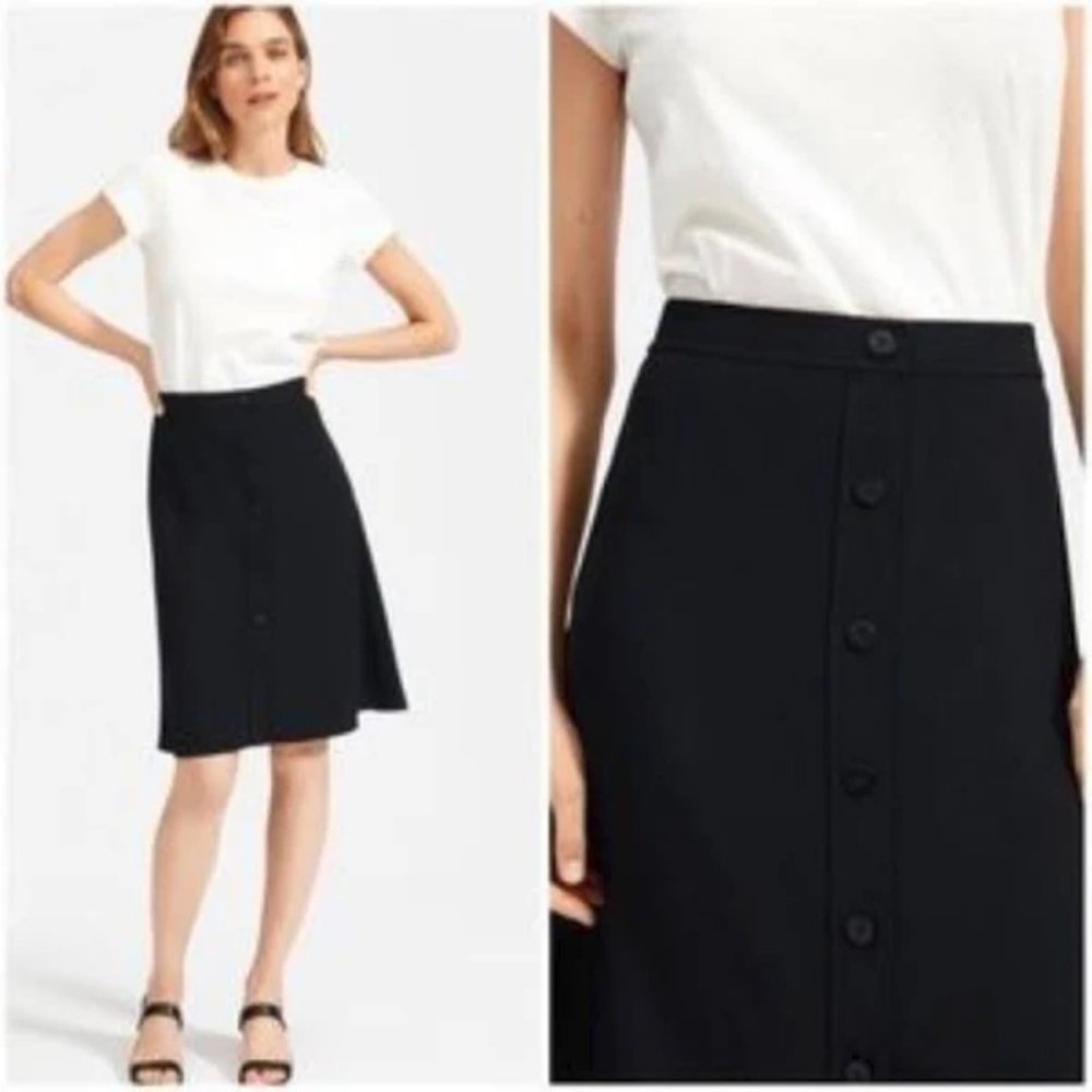 Everlane GoWeave Black Button Skirt, Size 6